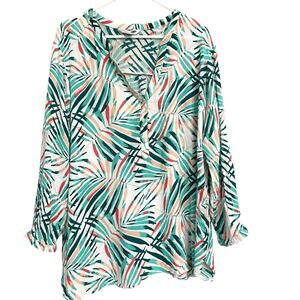 Old Navy The Tunic Shirt Plus Size XXL Rayon Vacation Vneck Casual Tropical